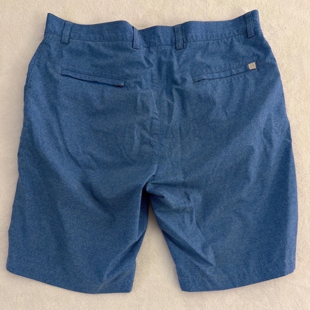 Peter Millar Mens Blue Performance Golf Shorts Size 34 Stretch Micro Check - Picture 2 of 9